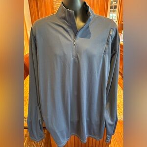 Scottevest Dark Blue men’s Quarter-Zip pullover. Sharp zippers w/logo.